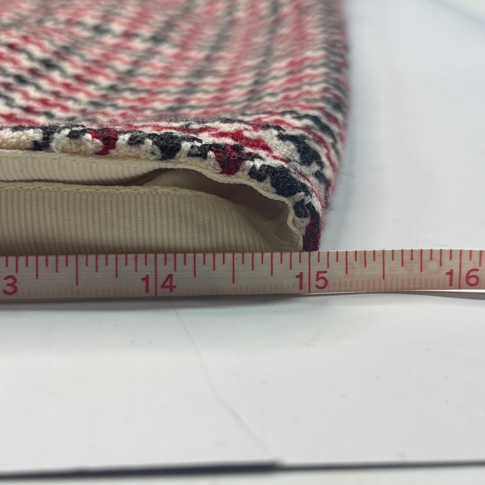 Talbots Women Red Black Houndstooth Wool Pleated Straight A Line Peplum Skirt 10 - Picture 9 of 13